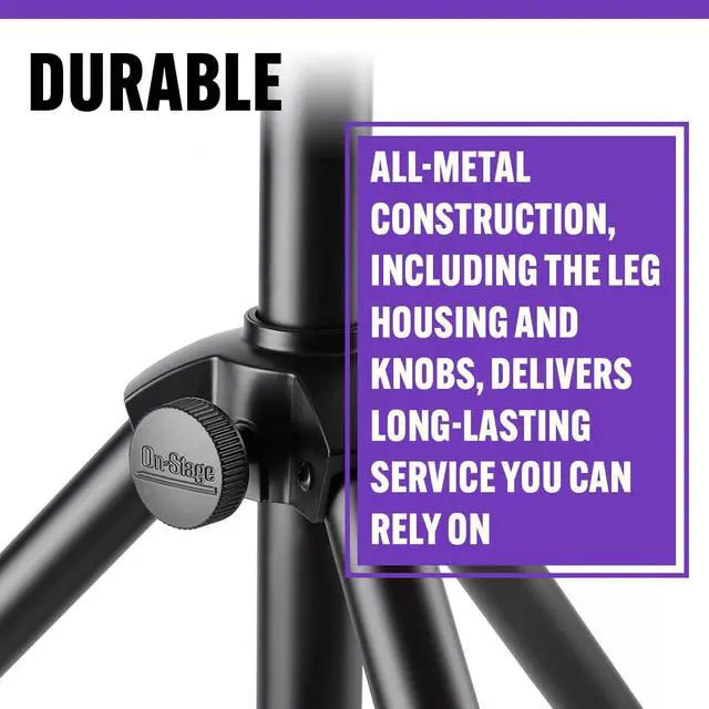 Alt view image 6 of 7 - On-Stage Production-Grade LS-SS7770 10' Lighting/Speaker Stand (Folding,Portable Tripod PA Loudspeaker Pole, Adjustable Height, Overhead Tower,Nonslip Rubber Feet,Steel and Aluminum,Black)