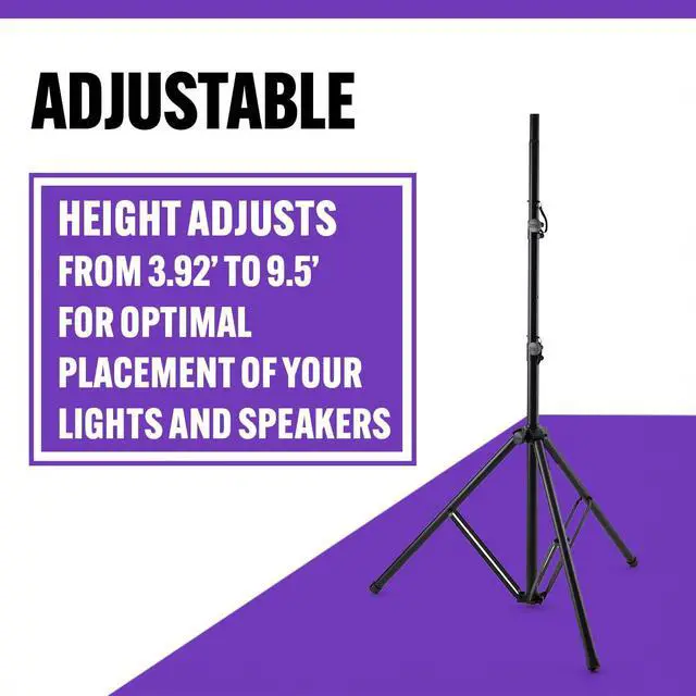 Alt view image 5 of 7 - On-Stage Production-Grade LS-SS7770 10' Lighting/Speaker Stand (Folding,Portable Tripod PA Loudspeaker Pole, Adjustable Height, Overhead Tower,Nonslip Rubber Feet,Steel and Aluminum,Black)