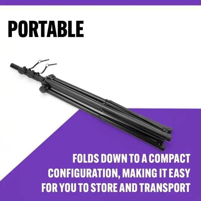 Alt view image 7 of 7 - On-Stage Production-Grade LS-SS7770 10' Lighting/Speaker Stand (Folding,Portable Tripod PA Loudspeaker Pole, Adjustable Height, Overhead Tower,Nonslip Rubber Feet,Steel and Aluminum,Black)