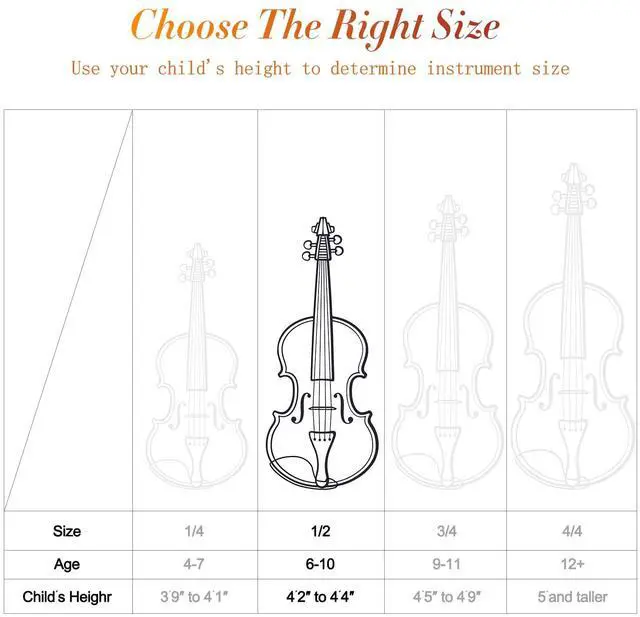 Alt view image 5 of 7 - 1/2 Violin For Beginners, CVN-300 Solidwood Ebony Fitted Beginner Violin with Strings, Violin Starter Kit For Student w/Hard Case, Bow, Stringed Musical Instruments Back to School Starter Kit