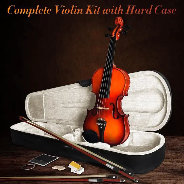 Alt view image 7 of 7 - 4/4 Violin For Beginners, CVN-300 Full Size Fiddle Set For Student Adults, Solidwood Ebony Fitted Starter Violins Kit with Hard Case, Bow, Stringed Musical Instruments