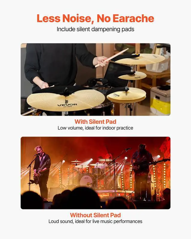 Alt view image 4 of 4 - Cymbal Pack, 5 Pieces Cymbals for Drum Set, Alloy Cymbals Drum Set Includes 14-inch Hi-Hats, 16-inch Crash, 18-inch Crash, 20-inch Ride, Drumsticks & Cymbal Bag, Alloy Cymbal Pack for Drummer