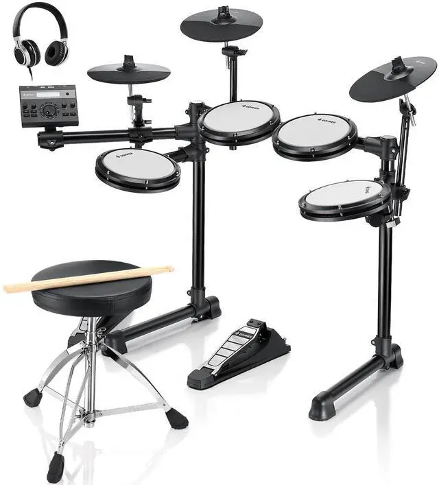 Main image of Electric Drums, DED-200 LITE Electronic Drum Kit for Beginner with 450+ Sounds, USB MIDI, Quiet Mesh Pads, Throne, Headphones, Sticks and 40 Melodics Lessons