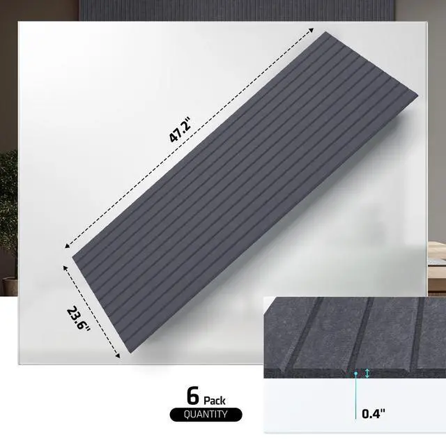 Alt view image 3 of 6 - 6 Packs Acoustic Panel,47.2 x 23.6 Inches Decorative Sound Proof Panel for Office,Home Theater,Studio, Heather Grey