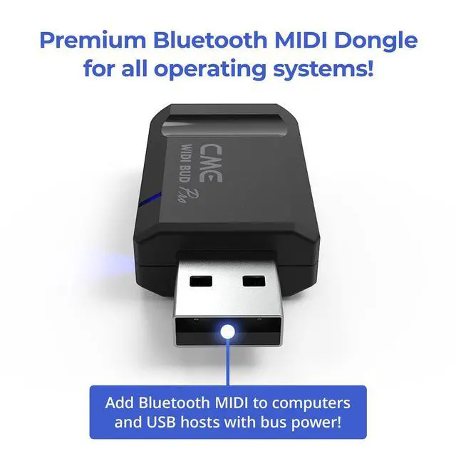 Alt view image 3 of 7 - WIDI Bud Pro Premium Bluetooth MIDI Interface | Works with iOS, macOS, Windows, Android, ChromeOS, Linux, Plug, Pair & Play, No drivers, Ultra low 3ms latency