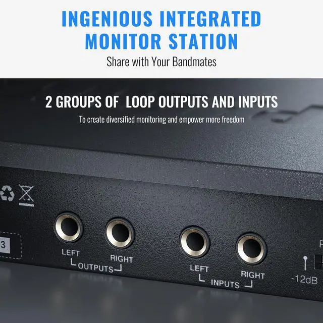 Alt view image 4 of 6 - UHF Mono Dual Wireless in-Ear Monitor System, Metal Wireless IEM System, Sturdy Bodypack Receiver, 2x50 Frequencies, Separate Outputs,164ft Operation, Suitable for Band and Studio (PTM-22)
