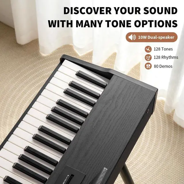Alt view image 3 of 7 - Digital Piano 88 Key Hammer Weighted Keyboard, Compact Beginner Home Electric Piano with LCD Display & Triple Pedal, Supports USB-MIDI/Wireless Connect, Black
