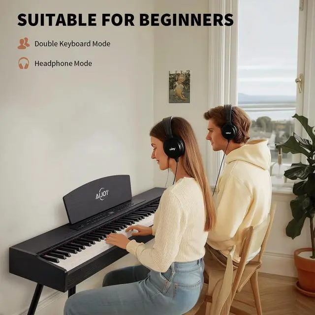 Alt view image 4 of 7 - Digital Piano 88 Key Hammer Weighted Keyboard, Compact Beginner Home Electric Piano with LCD Display & Triple Pedal, Supports USB-MIDI/Wireless Connect, Black