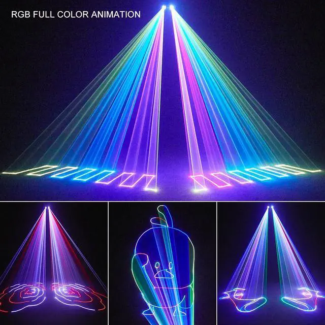Alt view image 5 of 6 - Animation Laser Light DJ Light, Stage Party Lazer 3D RGB Full Color with DMX512, Music Sound & Remote, Great for Club Party Disco Lights Bar Wedding DJ Stage Lighting