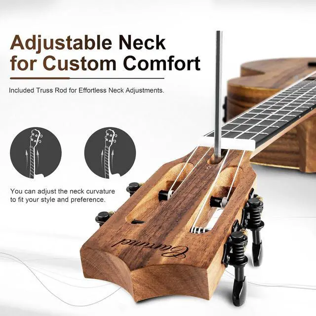 Alt view image 5 of 7 - Left Handed - BLM27 Acacia Baritone Acoustic & Electric Ukulele