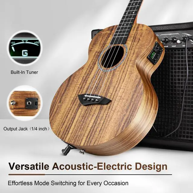 Alt view image 6 of 7 - Left Handed - BLM27 Acacia Baritone Acoustic & Electric Ukulele