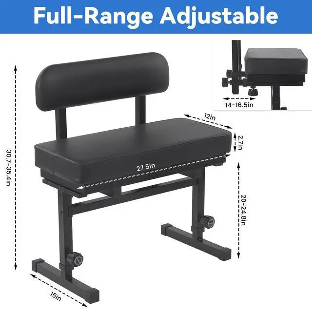 Alt view image 2 of 7 - Extra Wide Duet Piano Bench with Storage, Large Seat for 2 or 1 Plus-Size Player, Adjustable Height Piano Stool with Backrest Cushion, Sheet Music Compartment, for Keyboard, Guitar, Musicians