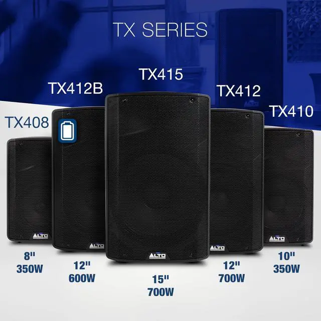 Alt view image 4 of 7 - A TX412 700W 12" Powered PA Speaker with TWS Bluetooth, 2-Channel Mixer, for Outdoor DJ or Band Performances, Rehersals, Venues or Events
