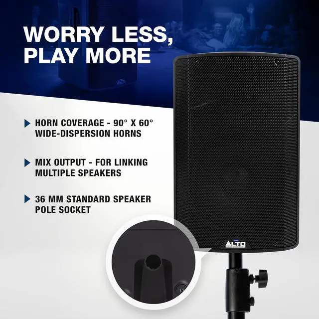 Alt view image 6 of 7 - A TX412 700W 12" Powered PA Speaker with TWS Bluetooth, 2-Channel Mixer, for Outdoor DJ or Band Performances, Rehersals, Venues or Events