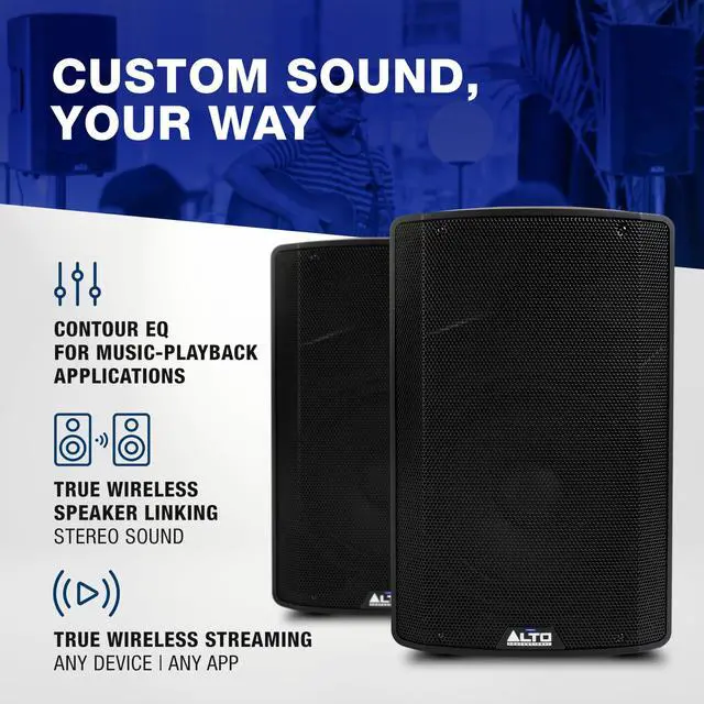 Alt view image 5 of 7 - A TX412 700W 12" Powered PA Speaker with TWS Bluetooth, 2-Channel Mixer, for Outdoor DJ or Band Performances, Rehersals, Venues or Events