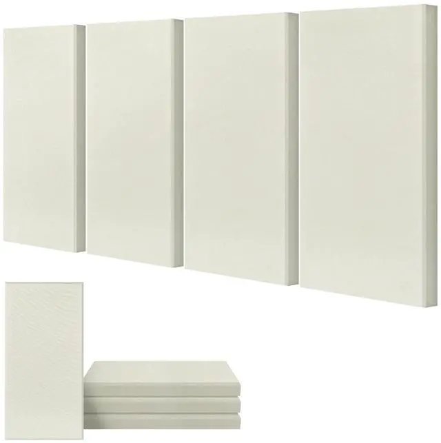 Main image of 4Pcs Acoustic Fiberglass Panel 23.6" x 11.8" Sound Absorbing Panel,Beige | 2" Thick, Sound Absorbing, For Studio & Home, Includes Wall Mounting Bracket, Easy Installation