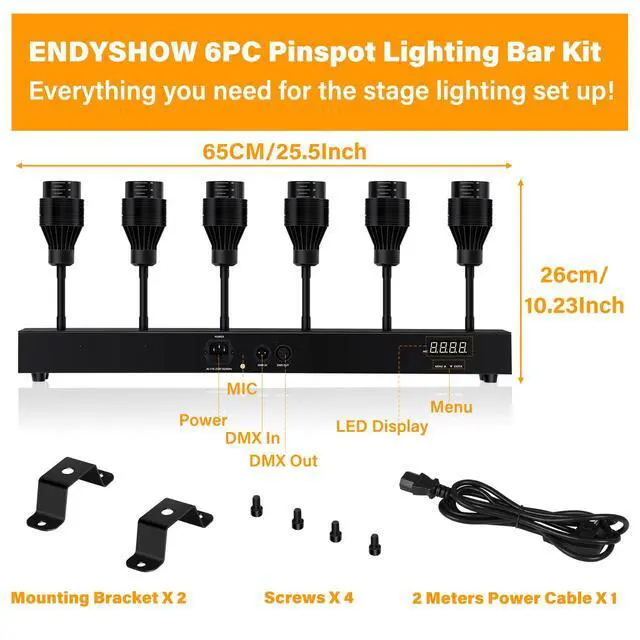 Alt view image 5 of 7 - Pinspot Light Bar,6PC LED Pinspot Stage Lights Disco Ball Manual Zoom(15-60 Degree) 3200K Dimmable Warm White DMX Sound Activated Lights for Party Activities Live Show Concert Church Wedding