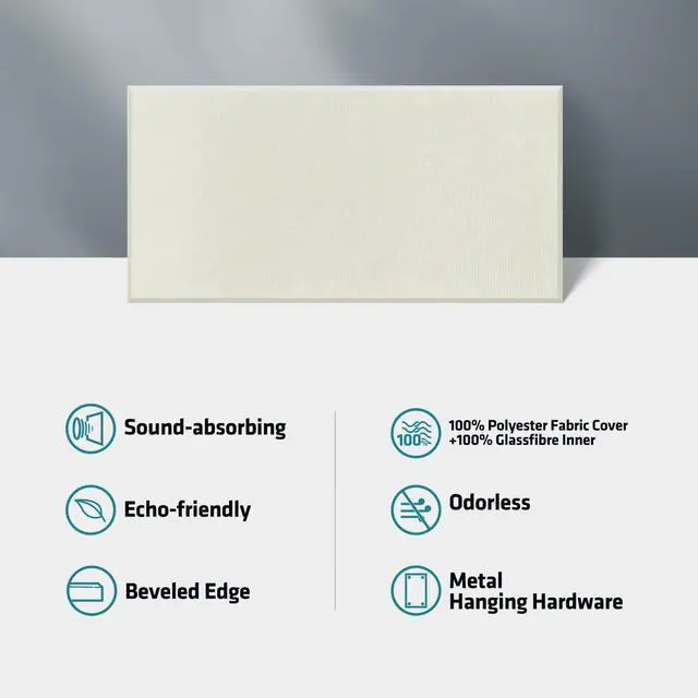 Alt view image 5 of 7 - 4Pcs Acoustic Fiberglass Panel 23.6" x 11.8" Sound Absorbing Panel,Beige | 2" Thick, Sound Absorbing, For Studio & Home, Includes Wall Mounting Bracket, Easy Installation
