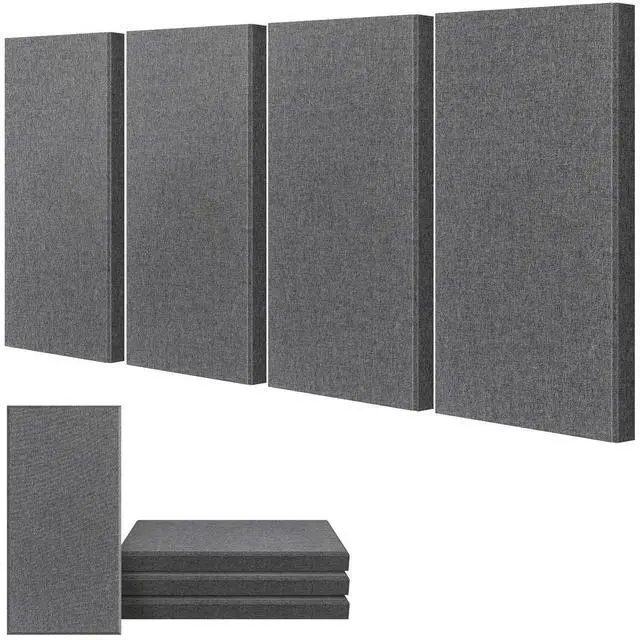 Main image of 4 PCS Acoustic Panels, 2 Thick 23.6" x 11.8" Fiberglass Sound Absorbing Panels, Soundproof Panels for Studios, Office, Home Theater. Charcoal Grey