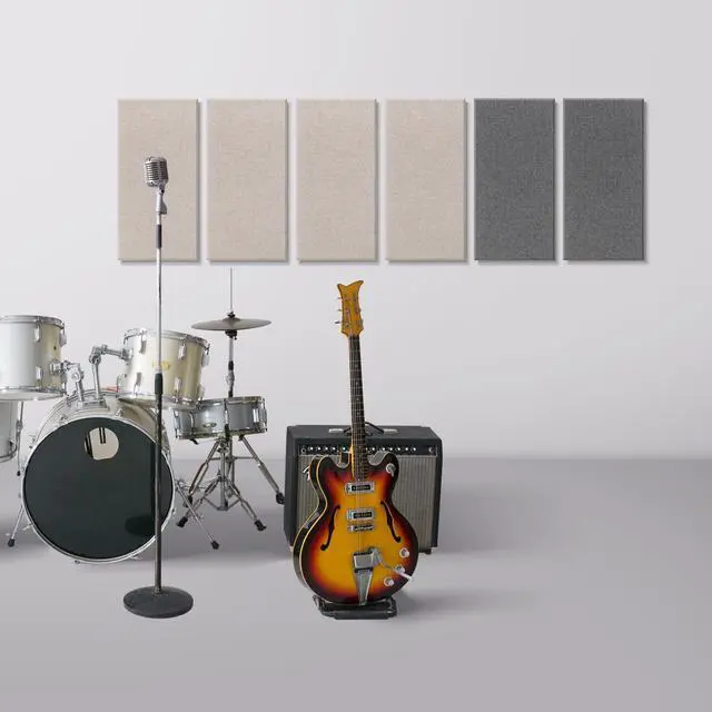 Alt view image 6 of 7 - 4 PCS Acoustic Panels, 2 Thick 23.6" x 11.8" Fiberglass Sound Absorbing Panels, Soundproof Panels for Studios, Office, Home Theater. Charcoal Grey