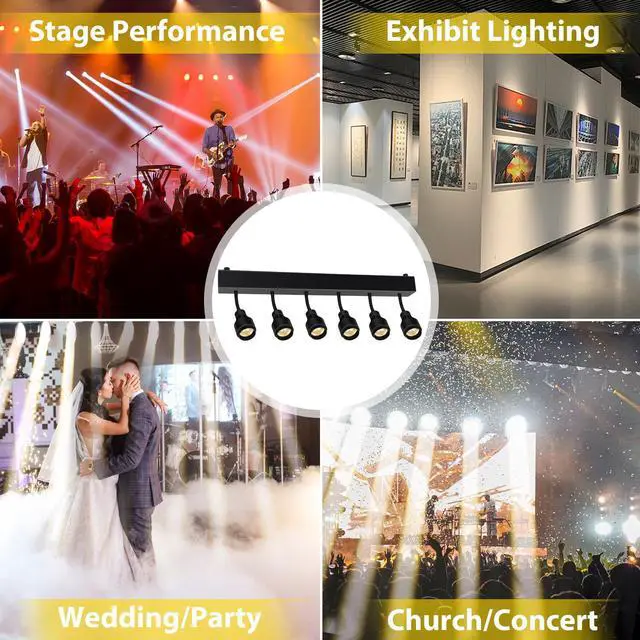Alt view image 6 of 7 - Pinspot Light Bar,6PC LED Pinspot Stage Lights Disco Ball Manual Zoom(15-60 Degree) 3200K Dimmable Warm White DMX Sound Activated Lights for Party Activities Live Show Concert Church Wedding