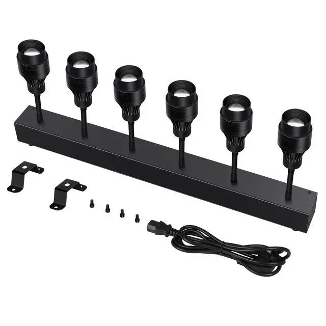 Alt view image 7 of 7 - Pinspot Light Bar,6PC LED Pinspot Stage Lights Disco Ball Manual Zoom(15-60 Degree) 3200K Dimmable Warm White DMX Sound Activated Lights for Party Activities Live Show Concert Church Wedding