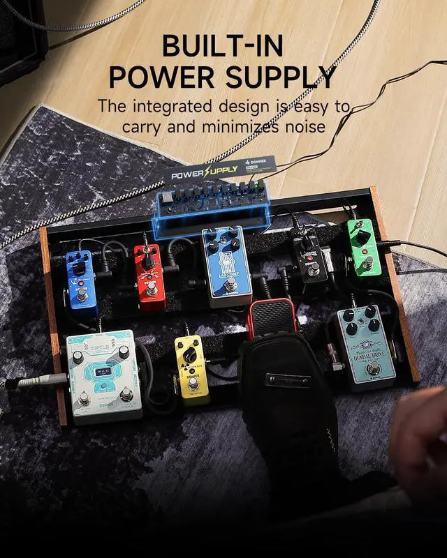 Alt view image 2 of 7 - Guitar Pedal Board with Built-in Power Supply, Aluminium Alloy Effects Pedalboard, DB-P300, 3.4Lb, 19.7 * 12.3 * 1.8" | Aluminium Alloy, 3.4Lb, 19.7*12.3*1.8"