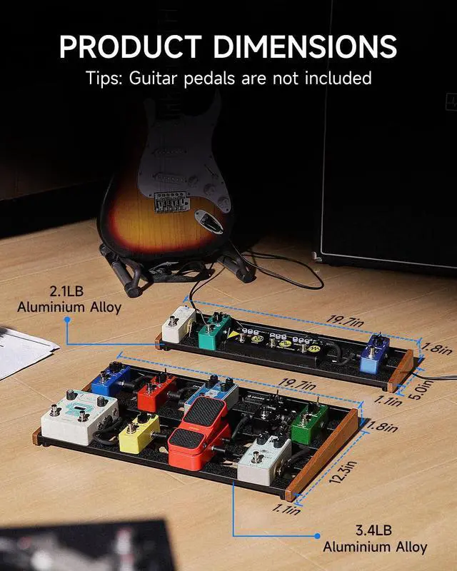 Alt view image 5 of 7 - Guitar Pedal Board with Built-in Power Supply, Aluminium Alloy Effects Pedalboard, DB-P300, 3.4Lb, 19.7 * 12.3 * 1.8" | Aluminium Alloy, 3.4Lb, 19.7*12.3*1.8"