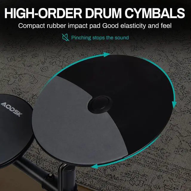 Alt view image 7 of 7 - Electric Drum Set with 4 Quiet Drum Pads,Portable and Solid Drum Set for Beginner with 200 Sounds,2 Switch Pedal,Drum Throne,Drumsticks,Headphones (UAED-403TS)