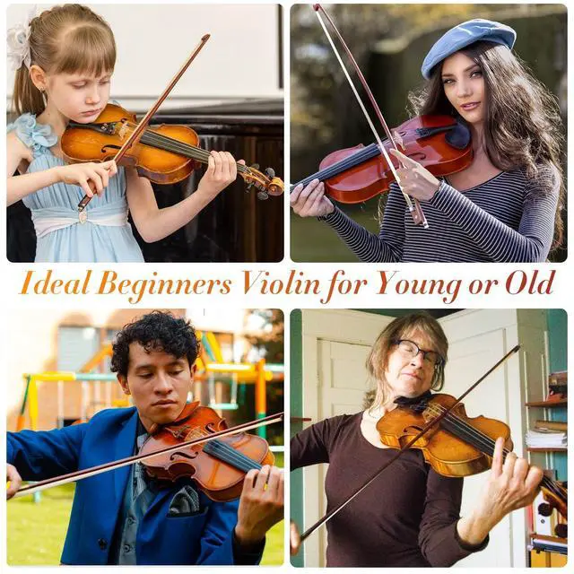 Alt view image 6 of 7 - 4/4 Violin For Beginners, CVN-300 Full Size Fiddle Set For Student Adults, Solidwood Ebony Fitted Starter Violins Kit with Hard Case, Bow, Stringed Musical Instruments