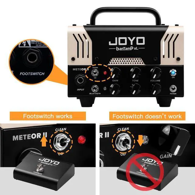 Alt view image 5 of 7 - 20W Guitar Amp Head High Gain Hybrid Tube Preamp with 12AX7, Dual Channel Clean/Distortion, FX Loop, Bluetooth Streaming & Headphone Out, Require 8 Speaker Cab (Meteor II)