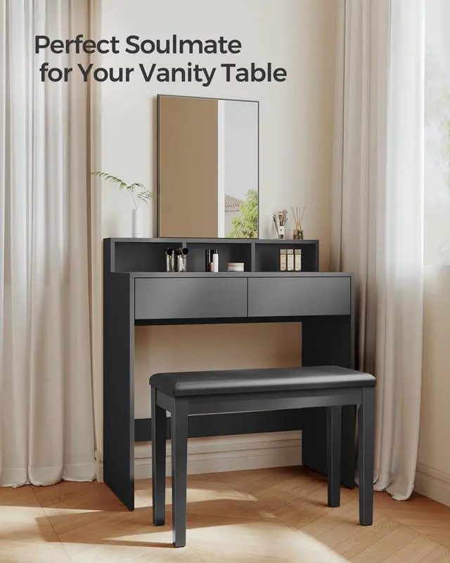 Alt view image 5 of 7 - Duet Piano Bench with Padded Cushion and Storage Compartment, Piano Chair Seat, 13.4 x 29.1 x 19.7 Inches, Ink Black ULPB75BK