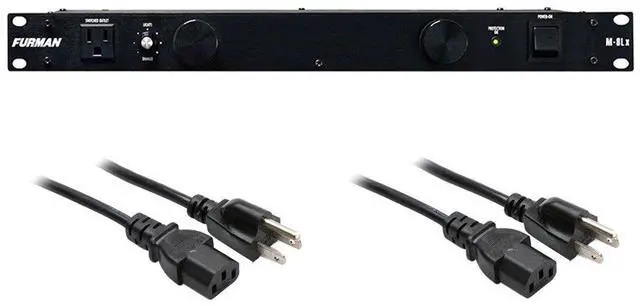 Main image of M-8Lx Merit X Series 8 Outlet Power Conditioner & Surge Protector with Dual Rack Lights Plus (2) Hosa 18 Gauge Electrical Extension Cable