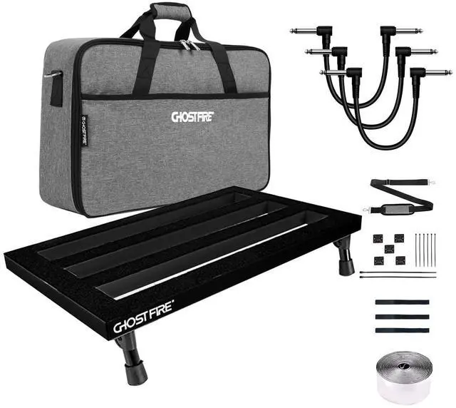 Main image of Ghost Fire Guitar Pedal Board Aluminum Alloy 1.76lb Super light Effect Pedalboard 19.8''x11.5'' with Carry Bag and Effects Pedal Patch Cables(3 Pack)