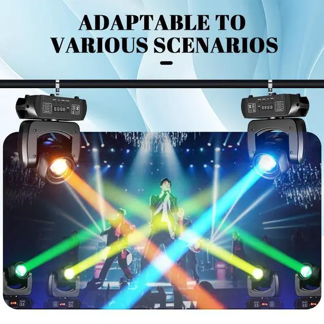 Alt view image 6 of 7 - 120W Moving Head Beam Light, DMX512 Stage Lighting | 18-Facet Prism, 8 Gobos & 8 Colors, Sound Activated, LED Beam Effect for Weddings, Clubs, Bars, Parties and Stage Shows