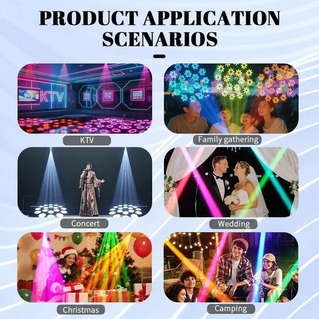Alt view image 7 of 7 - 120W Moving Head Beam Light, DMX512 Stage Lighting | 18-Facet Prism, 8 Gobos & 8 Colors, Sound Activated, LED Beam Effect for Weddings, Clubs, Bars, Parties and Stage Shows