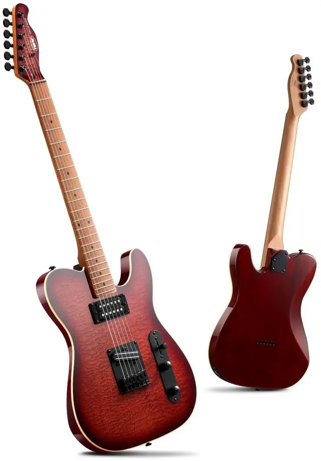 Main image of Electric Guitar with Alnico V Pickups, Solid Body, Cherry Burst | Alnico V HH, Roasted Canadian Maple Neck, 3D Wave Finish. Pro-grade tone, rock-solid tuning & stunning visual. Premium kit