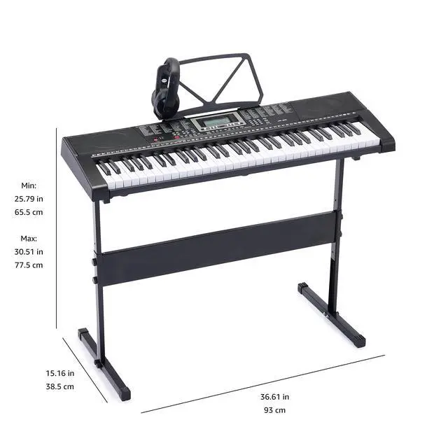Alt view image 7 of 7 - Portable Electric Keyboard Piano with 61 Full Size Keys, Built-in Speakers, Songs for Learning, Digital Piano, Black