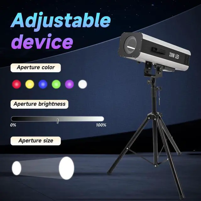 Alt view image 3 of 6 - 330w Follow Spotlight for Stage, 6 Color Adjustable Aperture and Zoom, with Tripod Mount, Suitable for Wedding and Concert DJ Stage Lighting