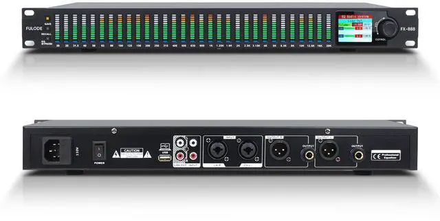 Main image of FX-888 Dual channel synchronized control 31-Band Digital equalizer Stereo Graphic EQ Noise Reduction Each segment with LED Spectrum Display Operation Content display large screen