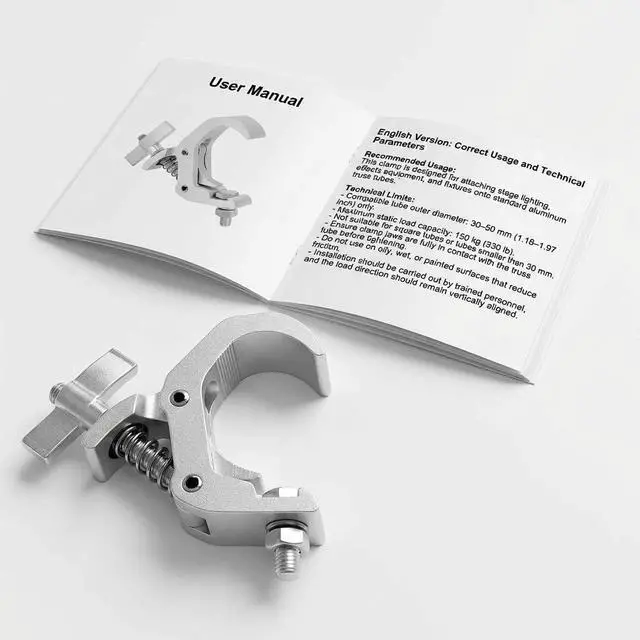 Alt view image 2 of 7 - Aluminum Stage Light Truss Clamp 10 Pack, 1.18" to 1.97" Fit, 330lb Load for DJ Booth, Theatrical Rig & Event Setup