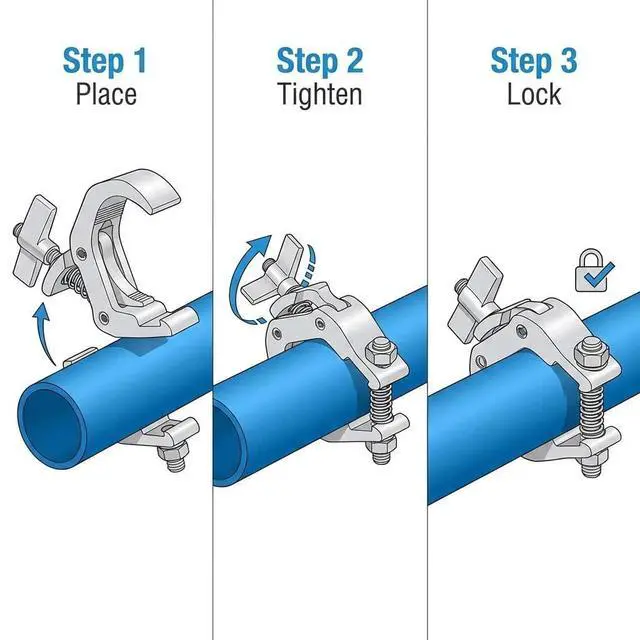 Alt view image 4 of 7 - Aluminum Stage Light Truss Clamp 10 Pack, 1.18" to 1.97" Fit, 330lb Load for DJ Booth, Theatrical Rig & Event Setup