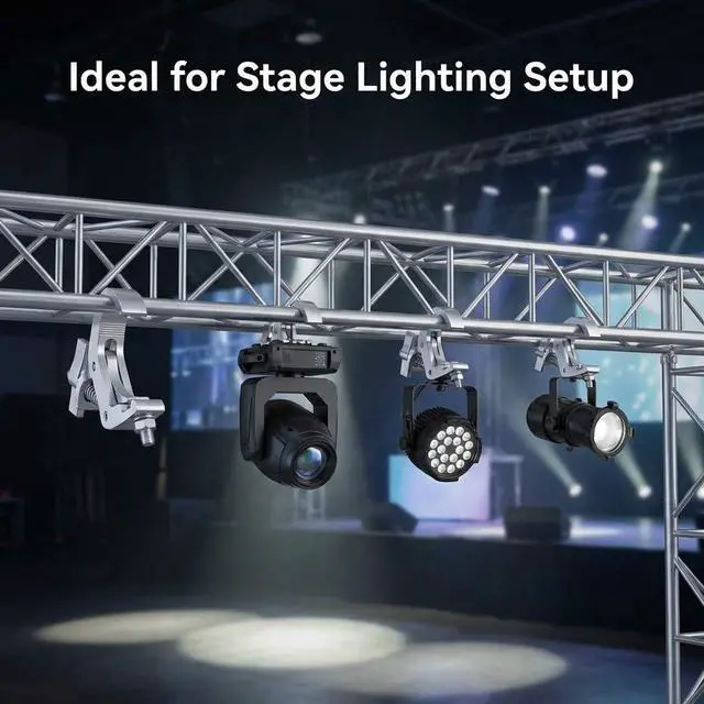 Alt view image 6 of 7 - Aluminum Stage Light Truss Clamp 10 Pack, 1.18" to 1.97" Fit, 330lb Load for DJ Booth, Theatrical Rig & Event Setup