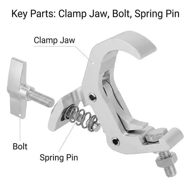 Alt view image 7 of 7 - Aluminum Stage Light Truss Clamp 10 Pack, 1.18" to 1.97" Fit, 330lb Load for DJ Booth, Theatrical Rig & Event Setup