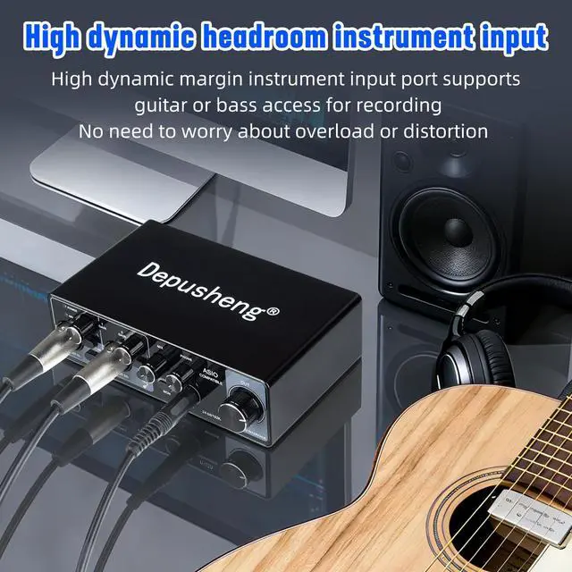 Alt view image 3 of 7 - USB Audio Interface with ASIO Drivers, 24Bit 192Khz, Phantom Power +48v, Low Latency for Home Studio Recording, PC/MAC Compatible (2 CHANNEL)