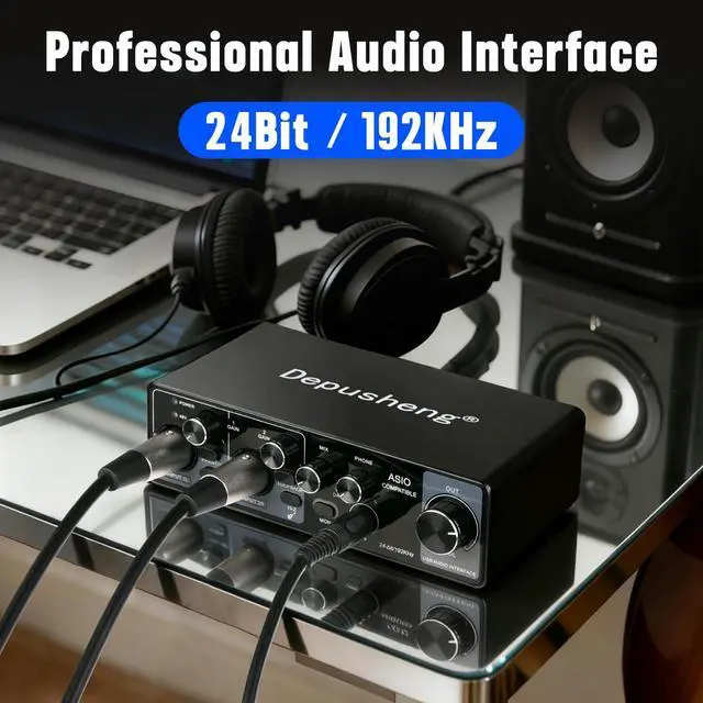 Alt view image 6 of 7 - USB Audio Interface with ASIO Drivers, 24Bit 192Khz, Phantom Power +48v, Low Latency for Home Studio Recording, PC/MAC Compatible (2 CHANNEL)