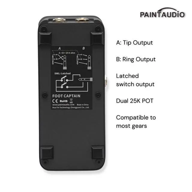 Alt view image 3 of 7 - Paint Audio Foot Captain Dual Outputs Expression Pedal Multi-effects Compatible for Tip/Ring Connection (Foot Captain-SWL)