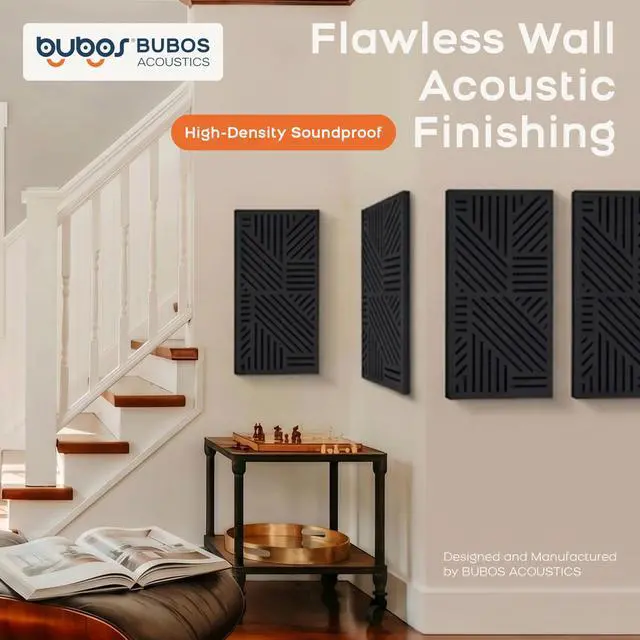 Alt view image 2 of 7 - 4 Pcs Decor Acoustic Panel 23.6x11.8" Self Adhesive Acoustic Wall Art | Peel and Stick Composite Acoustic Wall Panels, 1.18" Thick 3D Decorative Art Panels for Home Studio Office Living Room