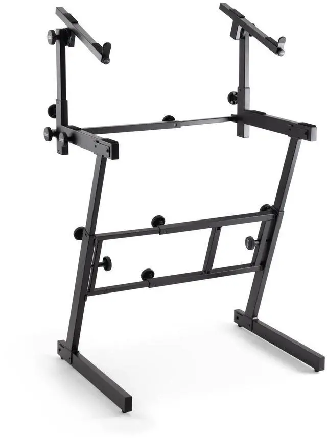 Main image of KS7365EJ Folding-Z Keyboard Stand w/ Second Tier (Heavy-Duty, Ergonomic, Digital Pianos, Synthesizers, Organs, Up to 400LBs, Double Keyboard Rig, Portable, Z-Style Frame, Black)