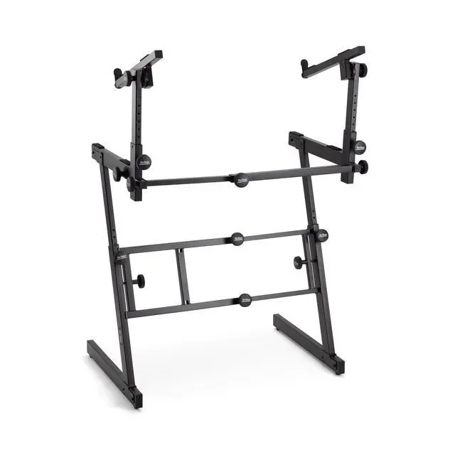 Alt view image 2 of 7 - KS7365EJ Folding-Z Keyboard Stand w/ Second Tier (Heavy-Duty, Ergonomic, Digital Pianos, Synthesizers, Organs, Up to 400LBs, Double Keyboard Rig, Portable, Z-Style Frame, Black)